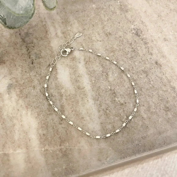 925 Sterling Silver Dainty Minimalist Bracelet Thin Link Stacking Bracelet - Picture 6 of 8